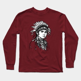 native american line art design Long Sleeve T-Shirt